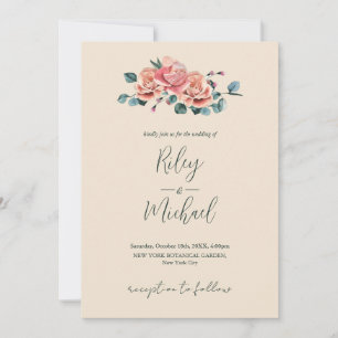 Invitation Fleurs de mariage vintage Roses roses rustiques In