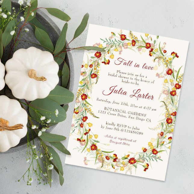 Invitation Fleurs de Marigold sauvage Fête des mariées de feu (Créateur téléchargé)