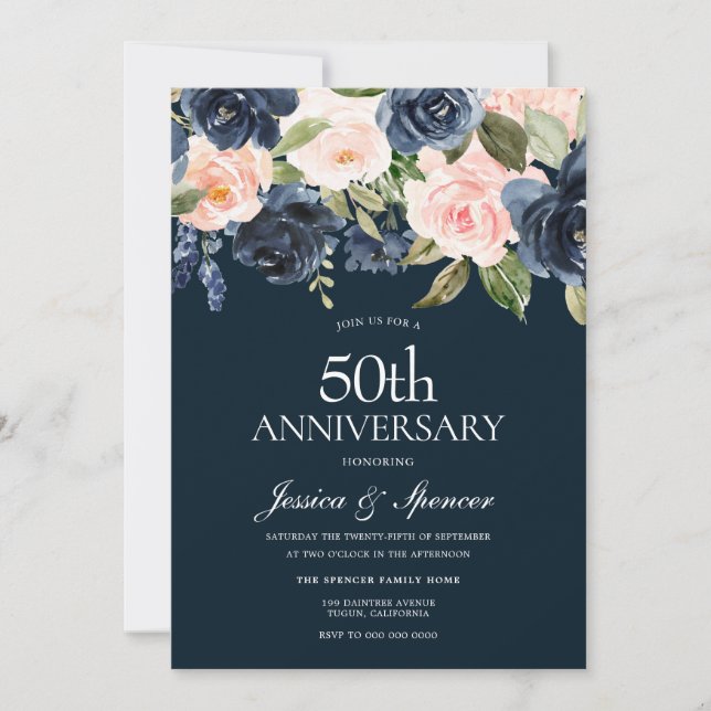 Invitation Fleurs de marine et de broussailles 50e anniversai (Devant)