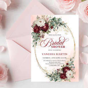 Invitation Fleurs de Marsala élégantes Bridal Shower Eucalypt