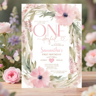 Invitation Fleurs de naissance en rose poudré Isn't She Onede