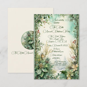 Invitation Fleurs de Noël vertes Fête annuelle de Noël