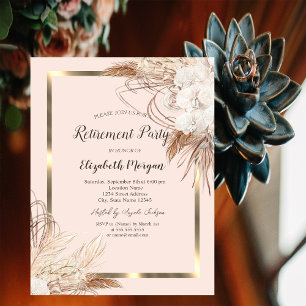 Invitation Fleurs de Pampas Bohème, Verre à Champagne Retrait