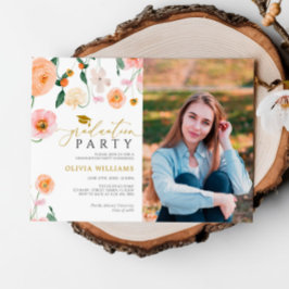 Invitation Fleurs de pavots Photo Graduation Party