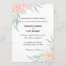 Fleurs de pêche et invitatation de mariage