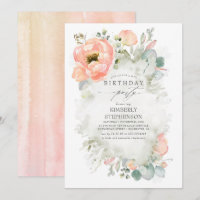 Fleurs de Pêche et verdure Élégant anniversaire