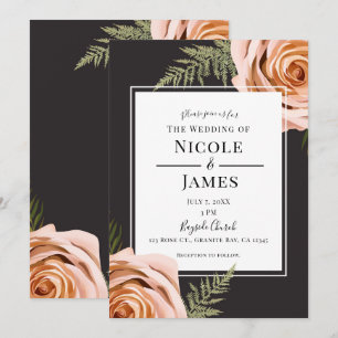 Invitation Fleurs de pêches foncées Roses Rustique Shabby Chi