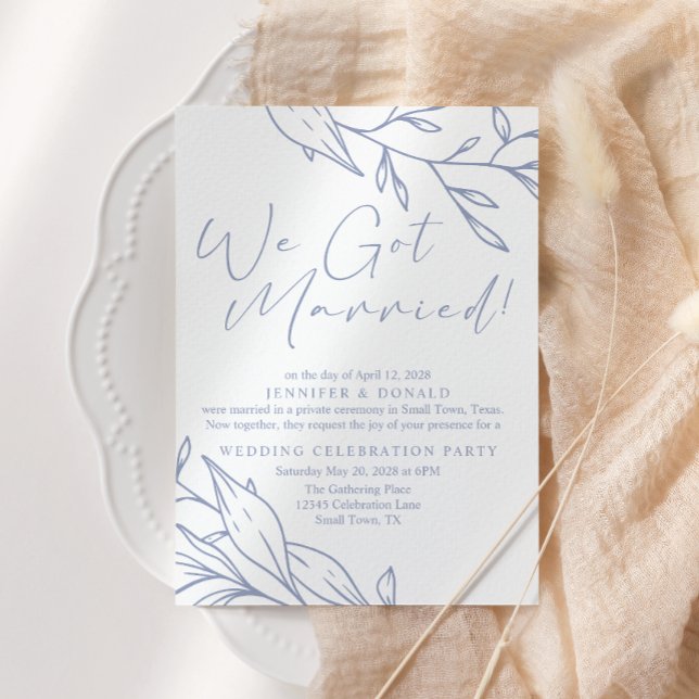 Invitation Fleurs de pervenche Mariage Juste mariés (Créateur téléchargé)