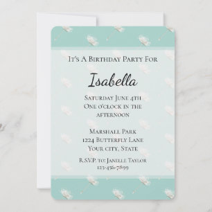 Invitation Fleurs de Pissenlit Menthe Chic Anniversaire