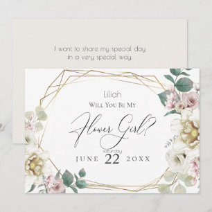 Invitation Fleurs de Pivoine d'Ivoire Veux-tu être ma demoise