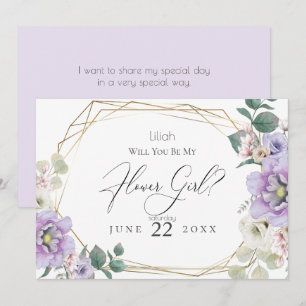 Invitation Fleurs de Pivoine Violette  Seras-tu ma Demoiselle