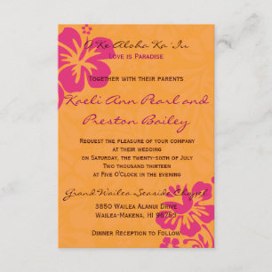 Invitation Fleurs de plage - Orange/Fuschia (5x7)