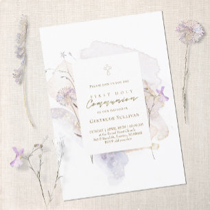 Invitation fleurs de prairie à l'aquarelle Première Sainte Co