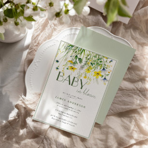 Invitation Fleurs de prairie bébé dans le Baby shower en fleu