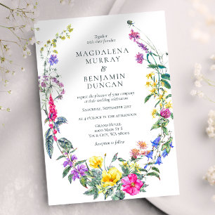 Invitation Fleurs de prairie et Herbes Mariage floral coloré