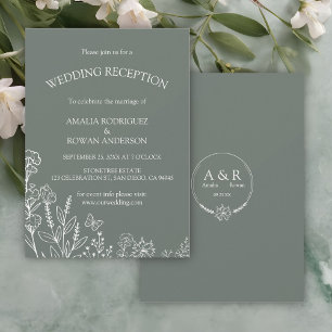 Invitation Fleurs de prairie Sirocco Réception de mariage ver