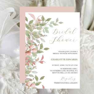 Invitation Fleurs de printemps Aquarelle Fête des mariées ros