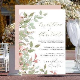 Invitation Fleurs de printemps Aquarelle Mariage rose