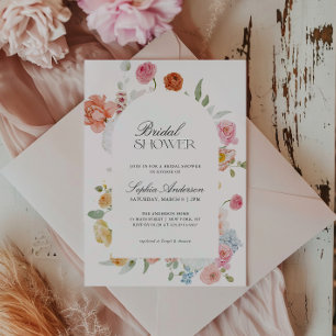 Invitation Fleurs de printemps colorées Calligraphie Baby Sho