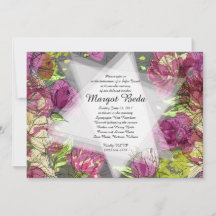 FLEURS DE PRINTEMPS PEINTES Invitation-Grey