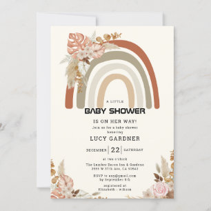 Invitation Fleurs de printemps   Rainbow Simple Girl Baby sho