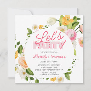 Invitation Fleurs de printemps rose rose jaune coloré 70e ann