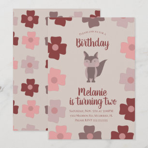 Invitation Fleurs de renards rustiques Woodland fête d'annive