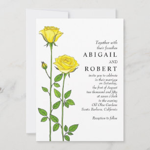 Invitation Fleurs de rose jaune mariage fleuri romantique