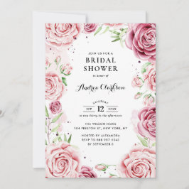 Invitation Fleurs de roses aquarelle rose cadre Baby Shower d