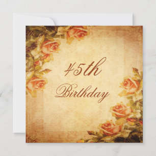 Invitation Fleurs de roses vintage damassé shabby chic 45e