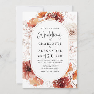 Invitation Fleurs de rouille en terre cuite Boho automne 