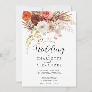 Invitation Fleurs de rouille en terre cuite Boho Mariage de f