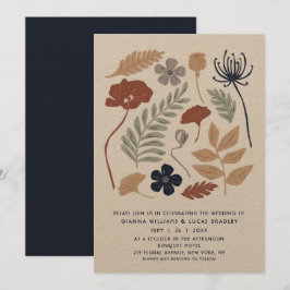 Invitation Fleurs de séquoia bleu simple Floral Mariage moder