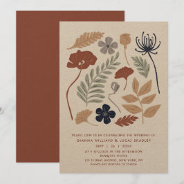 Invitation Fleurs de séquoia bleu simple Floral Mariage moder