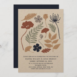 Invitation Fleurs de séquoia bleu simple Floral Mariage moder