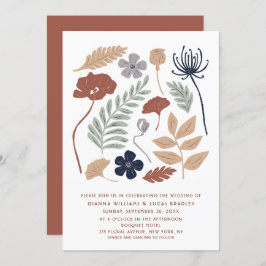 Invitation Fleurs de séquoia bleu simple Floral Mariage moder