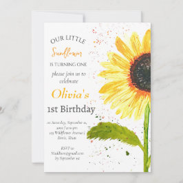 Invitation Fleurs de soleil 1er premier anniversaire fille Pa