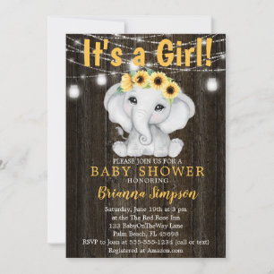 Invitation Fleurs de soleil d'éléphant rustique illumine le B