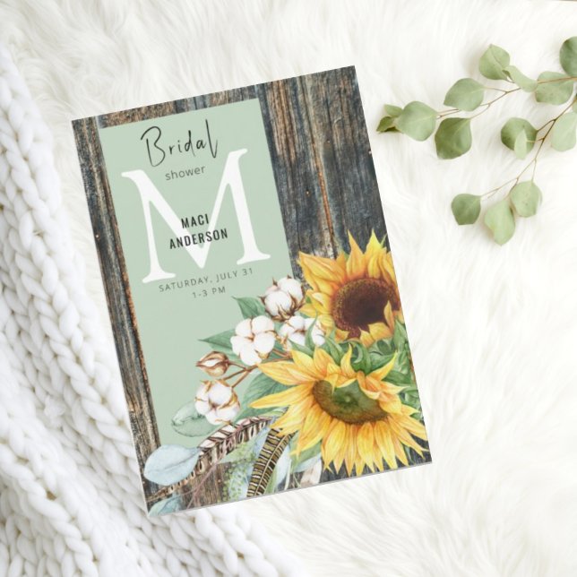 Invitation Fleurs de soleil en fleur Fête des mariées rustiqu (Créateur téléchargé)