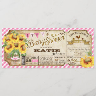Invitation Fleurs de soleil et Baby shower de contrôle En vic