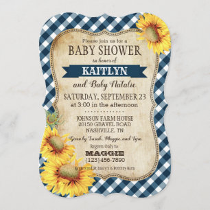 Invitation Fleurs de soleil et Baby shower de contrôle En vic