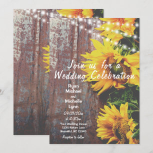 Invitation Fleurs de soleil et lumières Mariage campagnard ru