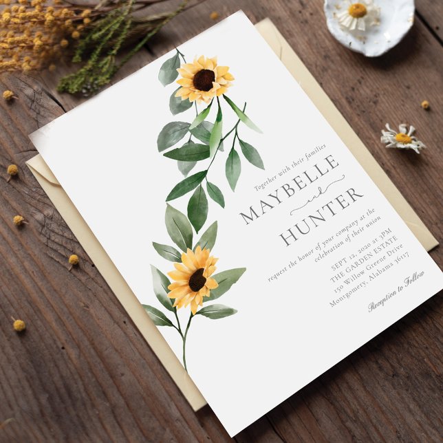 Invitation Fleurs de soleil et Mariage Fleur sauvage (Créateur téléchargé)