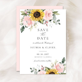 Invitation Fleurs de soleil Floral Blush Green Enregistrer la