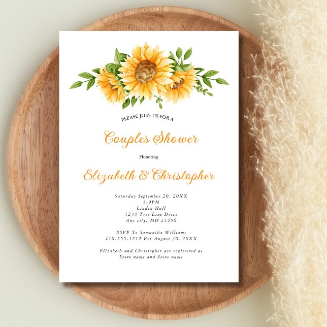 Invitation Fleurs de soleil Jaune Floral Mariage Couples Douc (Sunflowers Yellow Floral Couples Shower Bridal Shower Wedding Show Invitation Digital or Printed)