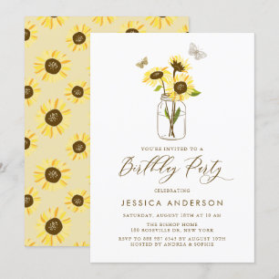 Invitation Fleurs de soleil jaunes à Mason Jar fête d'anniver