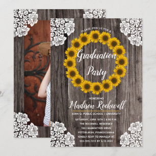 Invitation Fleurs de soleil Lace Photo Graduation Party