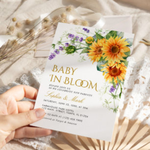 Invitation Fleurs de soleil rustiques & Lavender Baby In Bloo