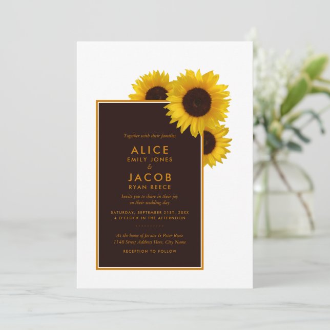 Invitation Fleurs de soleil rustiques - Mariage floral (Debout devant)