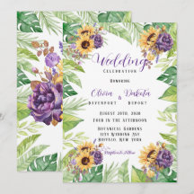 Fleurs de soleil vertes et fleurs violettes Mariag